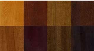 Examples of various colors of wood dye.