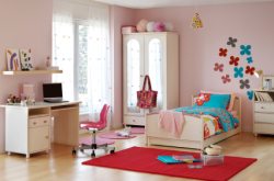 Traditional pink girl's bedroom.