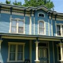 Ornately painted Victorian home's exterior.