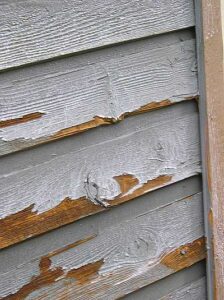 Cedar siding with excessive amounts of peeling paint.