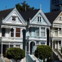 A row of nicely painted Victorian homes, AKA Painted Ladies.