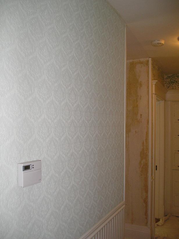 Wallpaper primed and ready for paint.