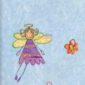 Simply illustrated fairy and flowers wallpaper.