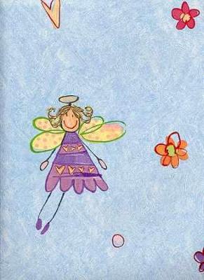 Simply illustrated fairy and flowers wallpaper.