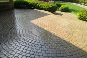 Beautifully sealed stamped concrete.